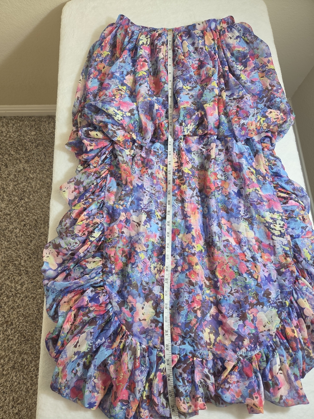 Urban Revivo Purple Floral High Low Ruffle Maxi Skirt Size M/L - Picture 7 of 13